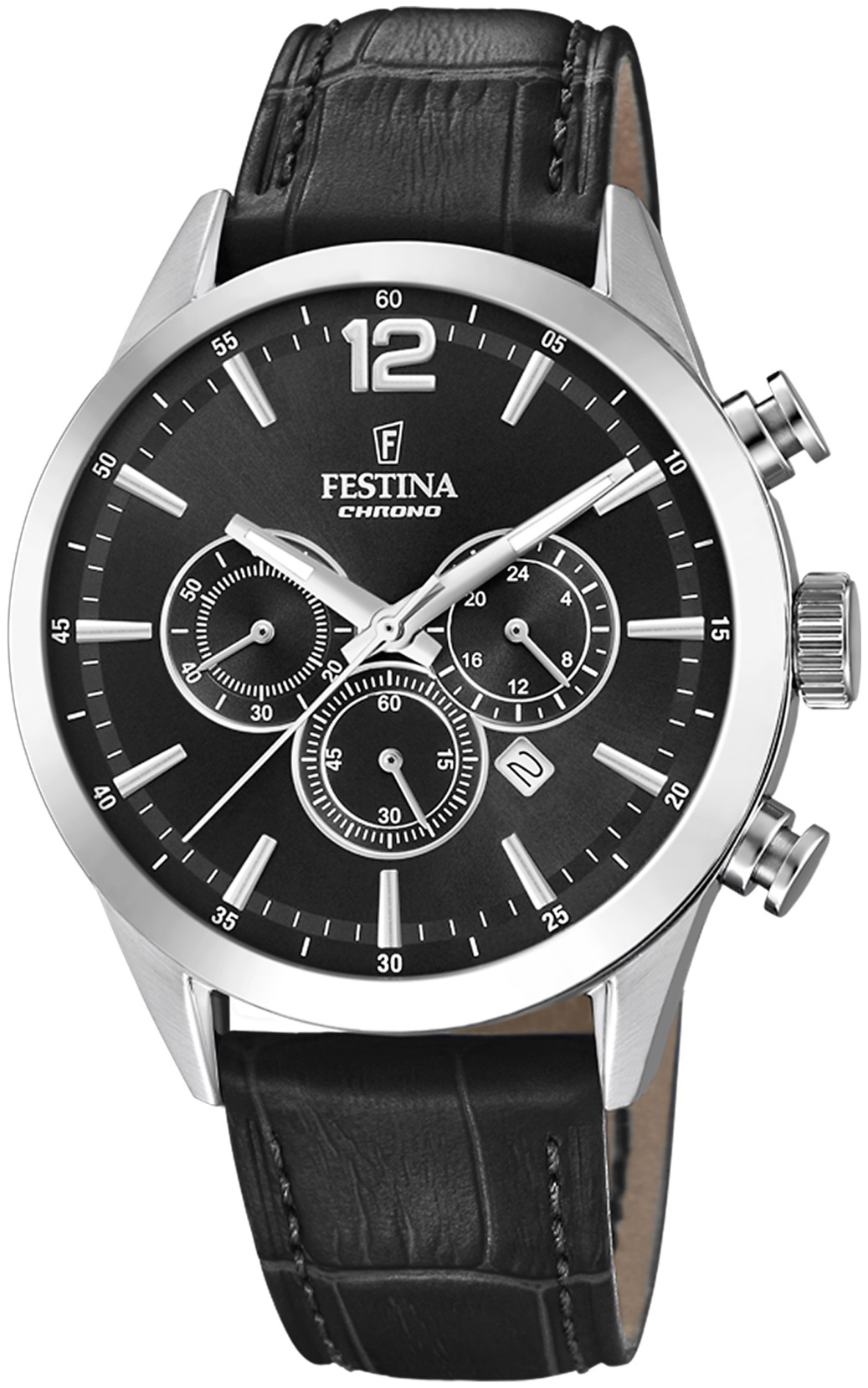 Festina Herreklokke F20542-5 Timeless Sort/Lær Ø44 mm