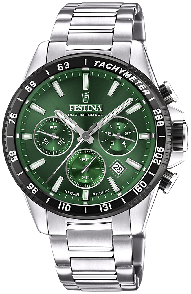 Festina Herreklokke F20560-4 Timeless Grønn/Stål Ø45 mm