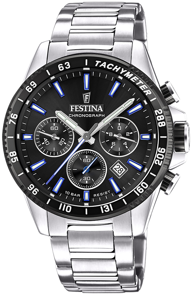 Festina Herreklokke F20560-5 Timeless Sort/Stål Ø45 mm