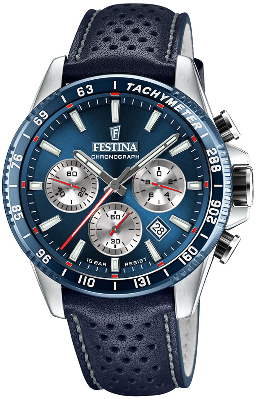 Festina Herreklokke F20561-2 Timeless Blå/Lær Ø45 mm