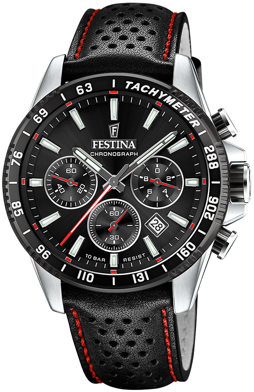 Festina Herreklokke F20561-4 Timeless Sort/Lær Ø45 mm