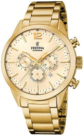 Festina Herreklokke F20633-4 Timeless Gull/Gulltonet stål Ø43 mm