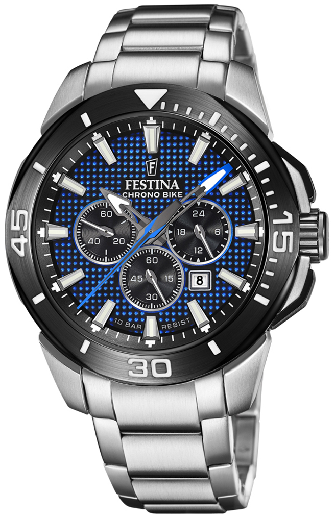 Festina Herreklokke F20641-2 Chrono Bike Blå/Stål Ø47 mm