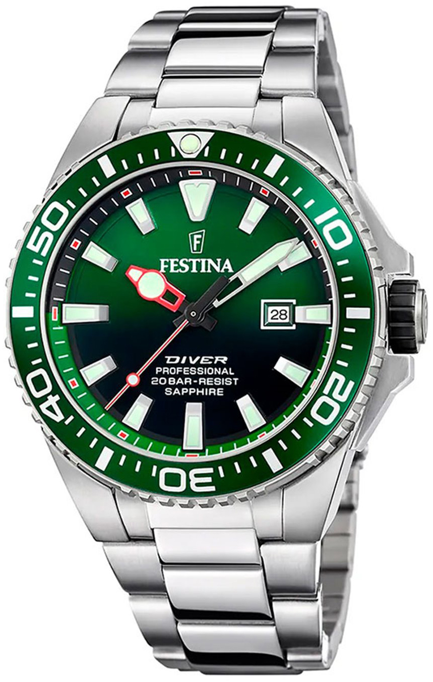 Festina Herreklokke F20663-2 Diver Grønn/Stål Ø46 mm