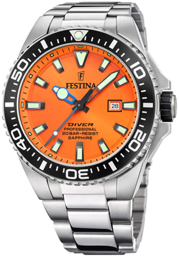 Festina Herreklokke F20663-4 Diver Orange/Stål Ø45.7 mm