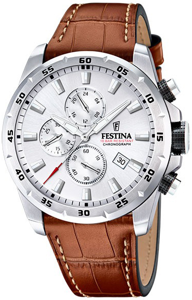 Festina Herreklokke F20692-1 Timeless Sølvfarget/Lær Ø44.5 mm