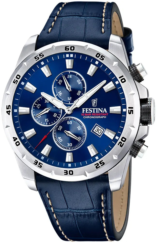 Festina Herreklokke F20692-2 Timeless Blå/Lær Ø44.5 mm