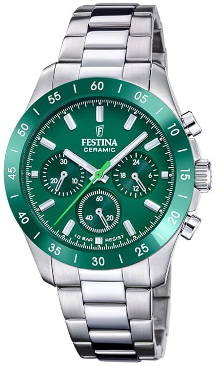 Festina F20693-6 Ceramic Grønn/Stål Ø39 mm