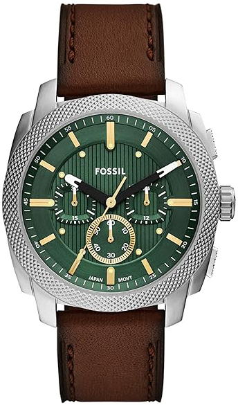 Fossil Herreklokke FS6100 Machine Grønn/Lær Ø44 mm
