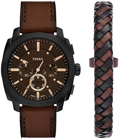 Fossil Herreklokke FS6102SET Machine Brun/Lær Ø44 mm