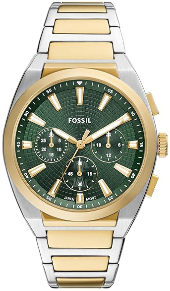 Fossil Herreklokke FS6106 Everett Grønn/Gulltonet stål Ø44 mm