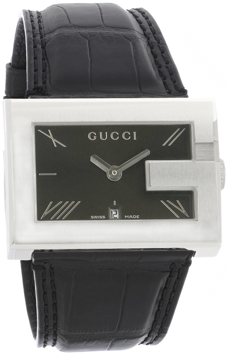 Gucci Herreklokke YA100302 Sort/Lær