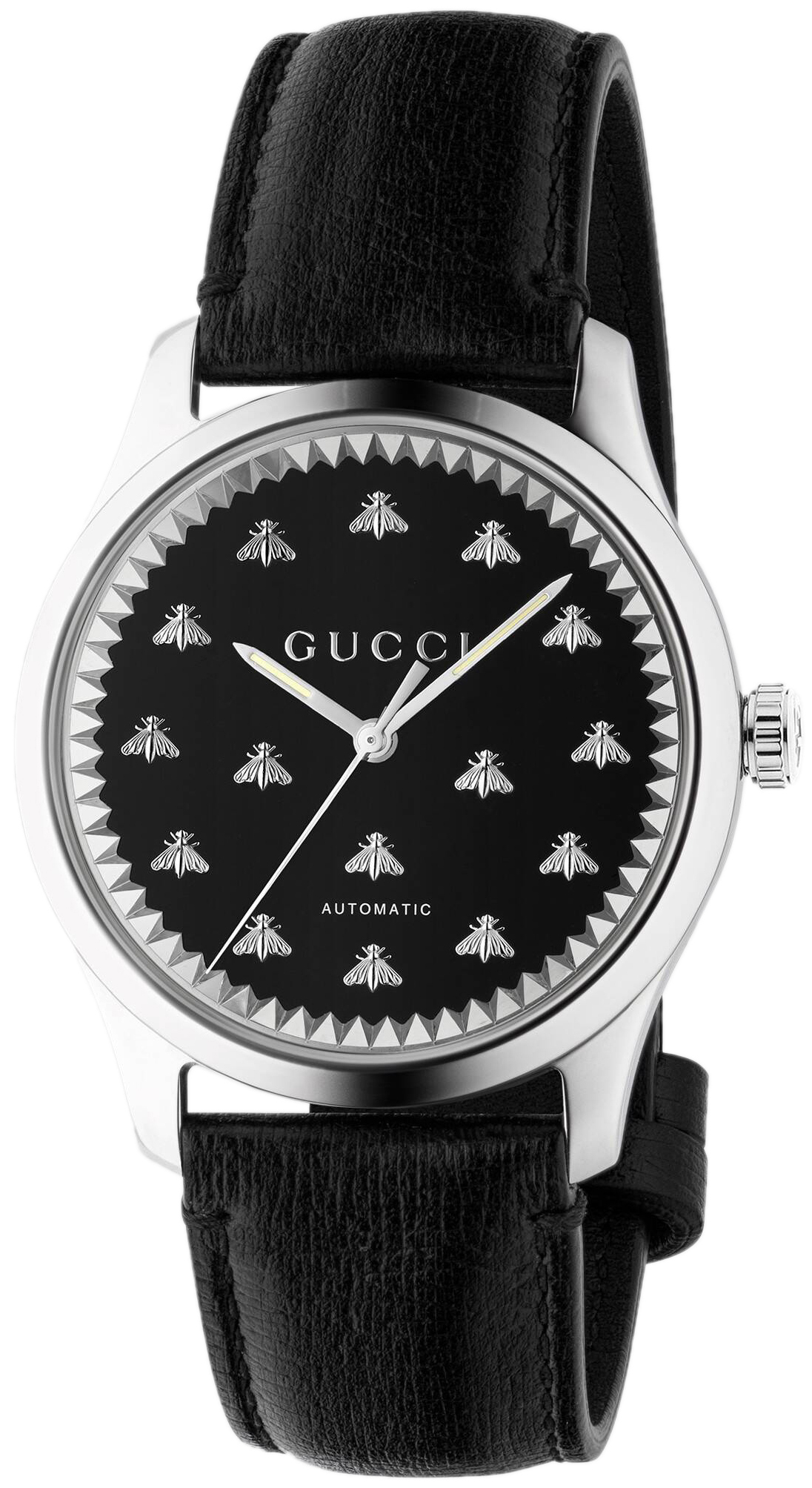 Gucci G-Timeless Herreklokke YA126286 Sort/Lær Ø42 mm