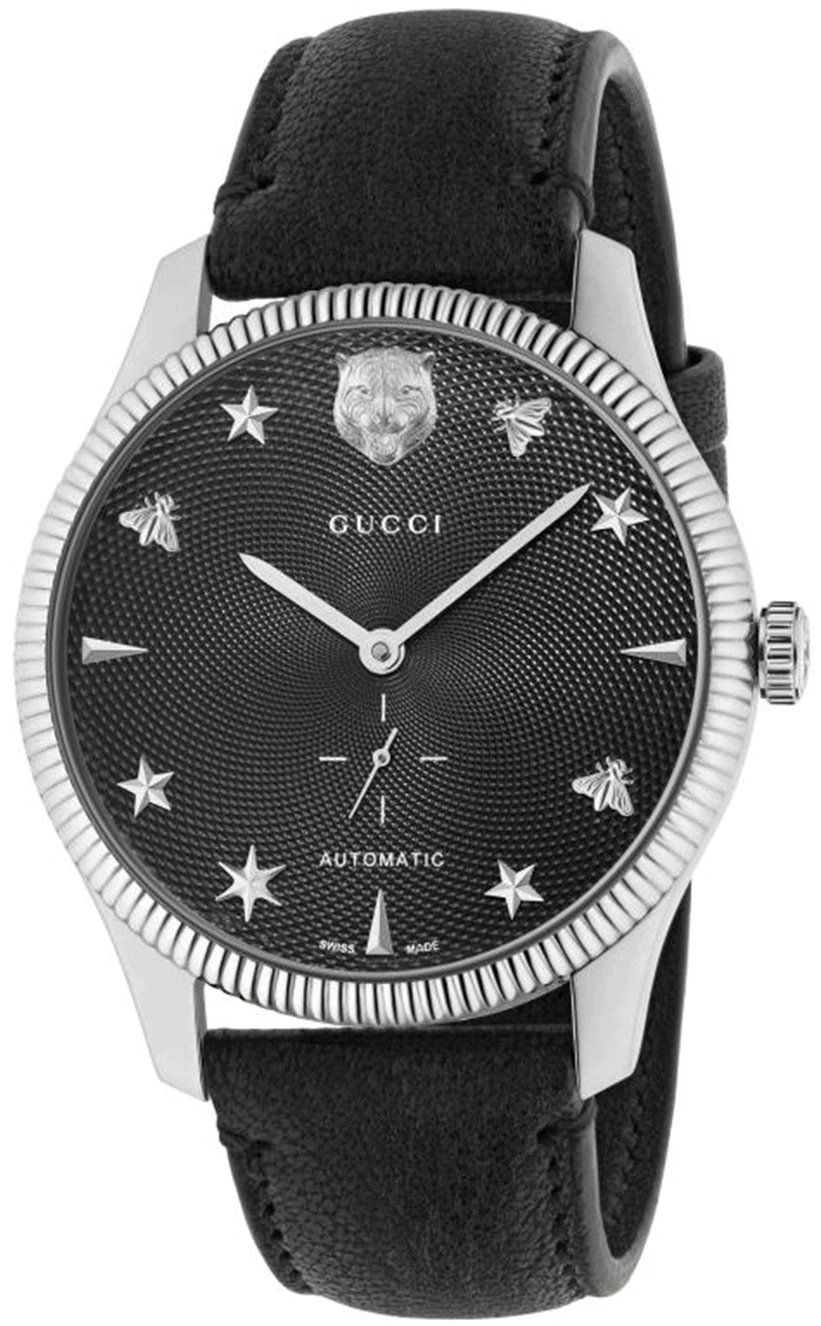 Gucci Herreklokke YA126365 G-Timeless Sort/Lær Ø40 mm