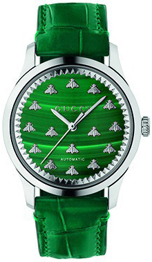 Gucci YA1264213 G-Timeless Grønn/Lær Ø38 mm