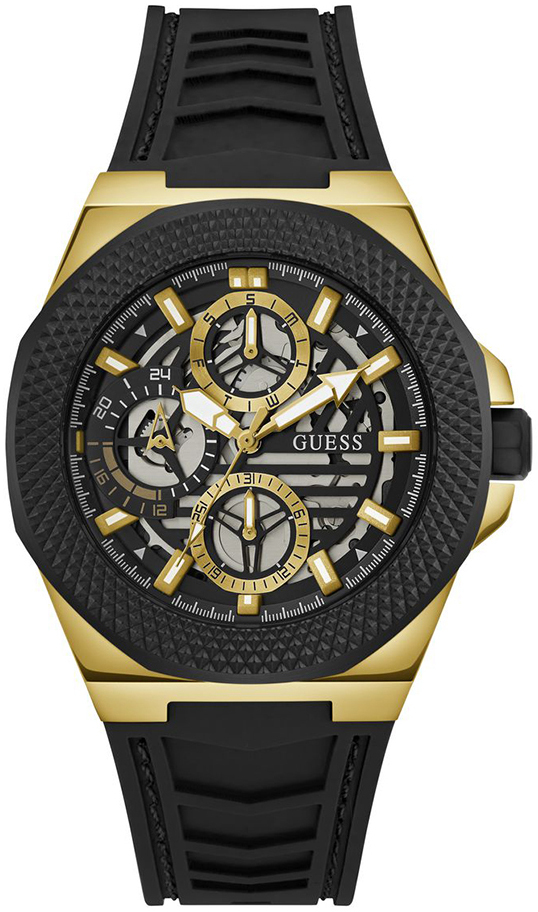 Guess Herreklokke GW0577G2 Front Runner Skjelettkuttet/Gummi Ø44 mm