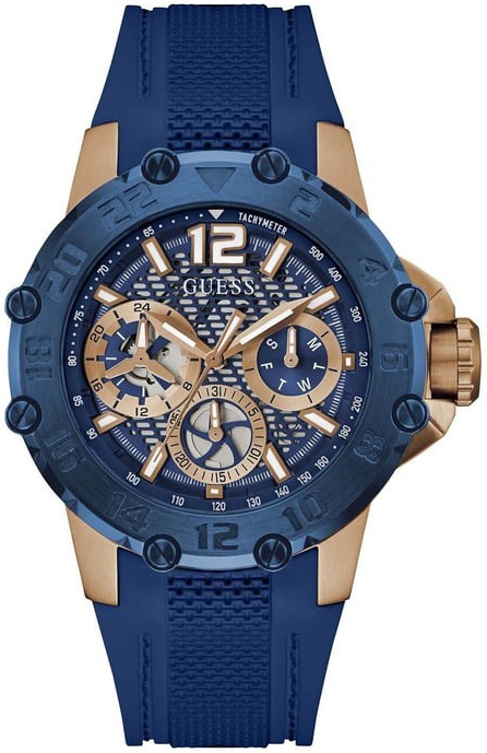 Guess Herreklokke GW0640G3 Contender Blå/Gummi Ø46 mm