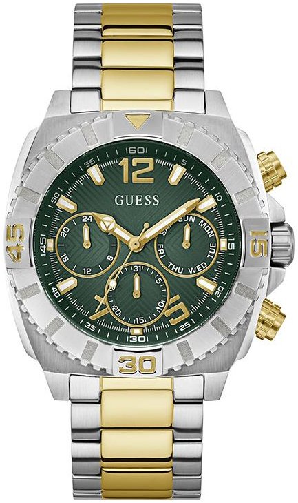 Guess Herreklokke GW0800G1 Traction Grønn/Gulltonet stål