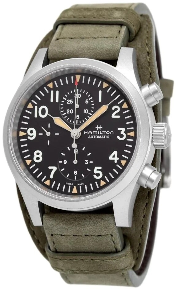 Hamilton Herreklokke H71706830 Khaki Field Sort/Lær Ø44 mm