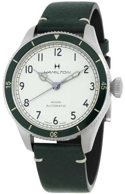 Hamilton Herreklokke H76255810 Khaki Aviation Pilot Pioneer Hvit/Lær