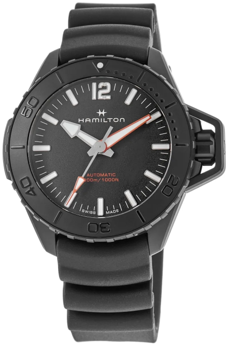 Hamilton Herreklokke H77855330 Khaki Navy Frogman Sort/Gummi Ø46 mm