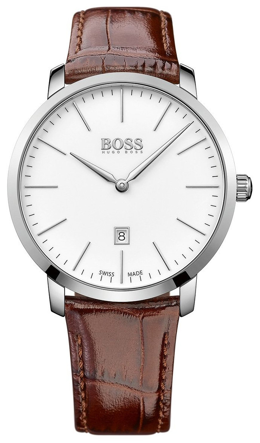 Hugo Boss Swiss Made Herreklokke 1513255 Hvit/Lær Ø42 mm