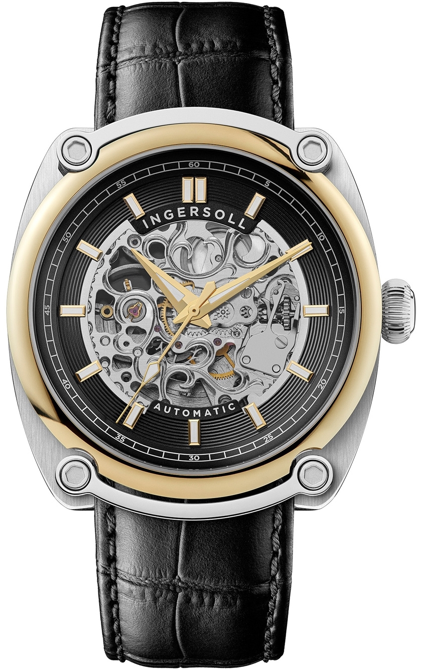 Ingersoll Herreklokke I13301 The Michigan Sort/Lær Ø45 mm