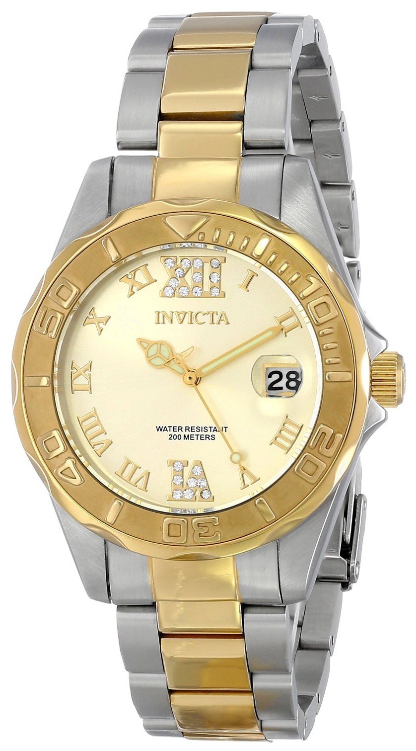 Invicta 99999 Dameklokke 17021 Champagnefarget/Gulltonet stål Ø38 mm - Invicta