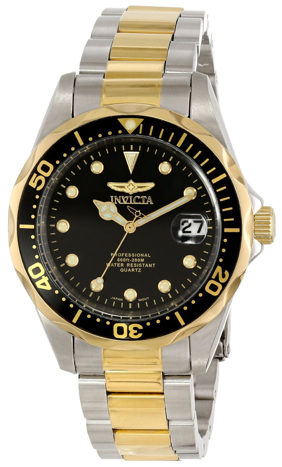 Invicta Pro Diver Herreklokke 17049 Sort/Gulltonet stål Ø38 mm - Invicta