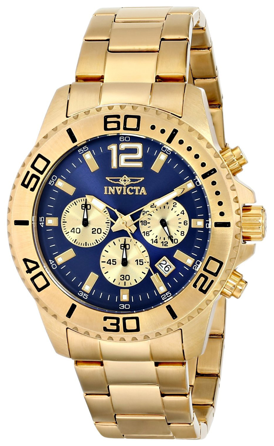 Invicta Pro Diver Herreklokke 17402 Blå/Gulltonet stål Ø45 mm - Invicta