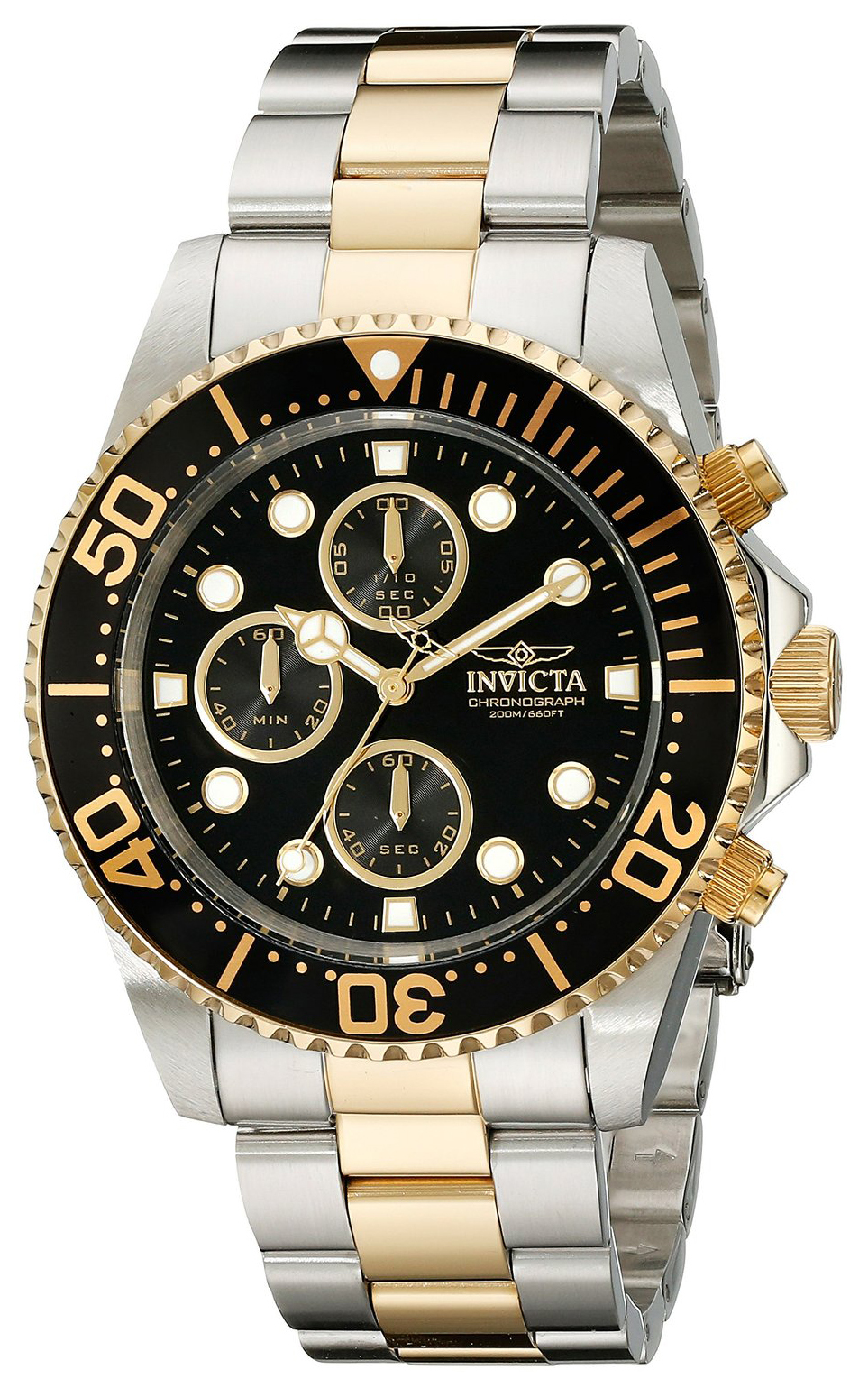 Invicta Pro Diver Herreklokke 1772 Sort/Gulltonet stål Ø43 mm - Invicta