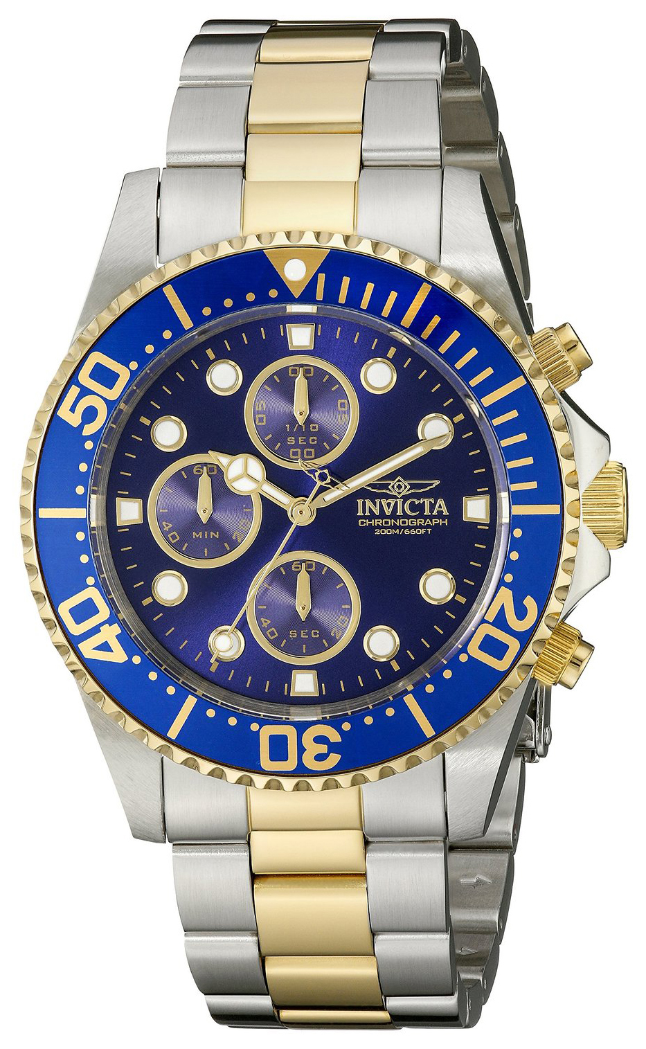 Invicta Pro Diver Herreklokke 1773 Blå/Gulltonet stål Ø43 mm - Invicta