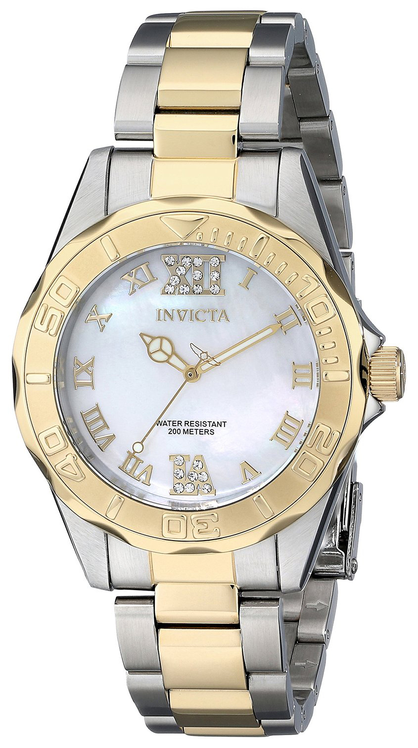 Invicta Pro Diver Dameklokke 17871 Hvit/Gulltonet stål Ø38 mm - Invicta