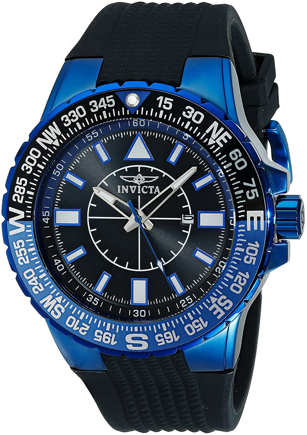 Invicta Herreklokke 19269 Aviator Sort/Gummi Ø52 mm