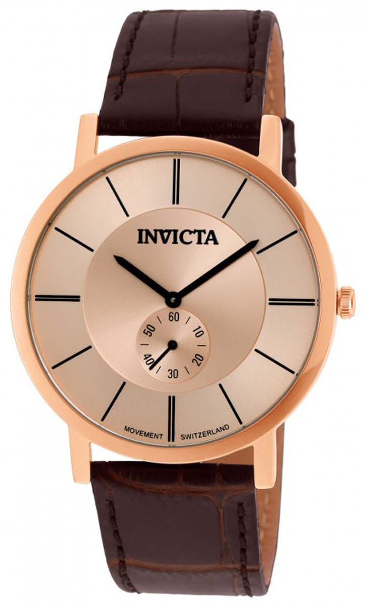 Invicta 99999 Herreklokke 19542 Rosegullfarget/Lær Ø44 mm - Invicta