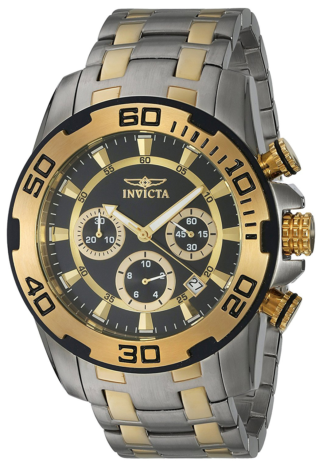 Invicta Pro Diver Herreklokke 22322 Sort/Gulltonet stål Ø50 mm - Invicta