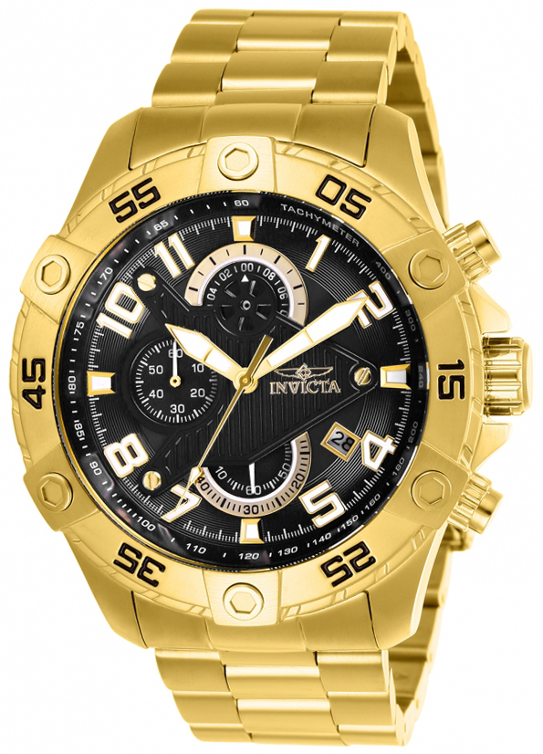 Invicta 99999 Herreklokke 26097 Sort/Gulltonet stål Ø48 mm - Invicta