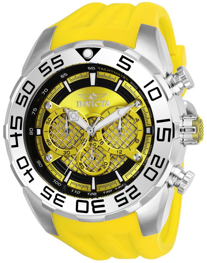 Invicta Herreklokke 26298 Speedway Gul/Gummi Ø50 mm