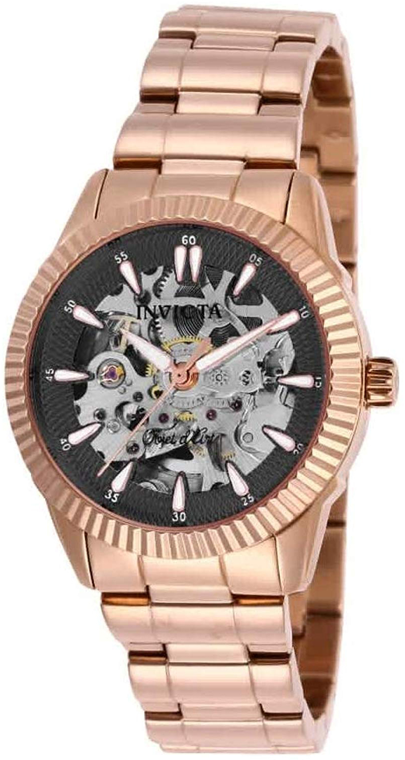 Invicta 99999 Dameklokke 26364 Sort/Rose-gulltonet stål Ø34 mm - Invicta