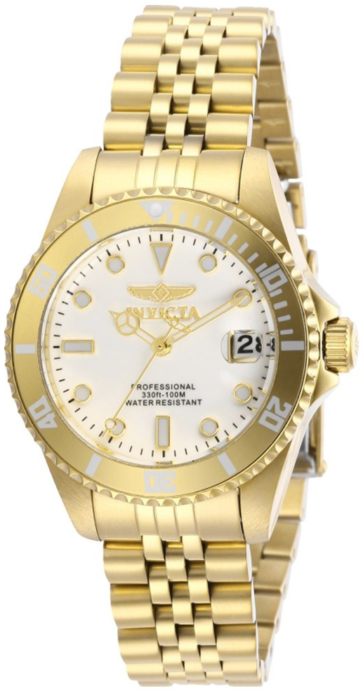 Invicta Pro Diver Dameklokke 29192 Hvit/Gulltonet stål Ø34 mm - Invicta