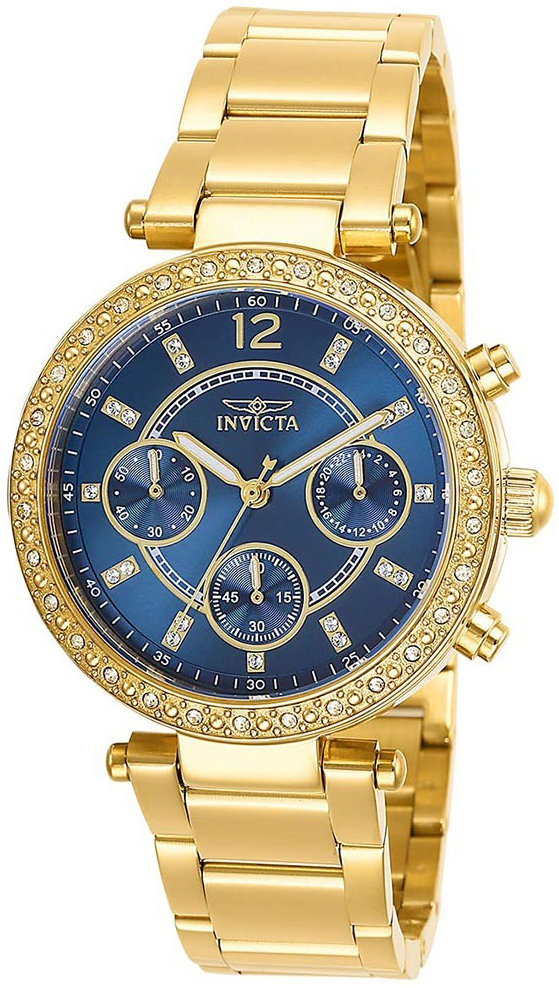 Invicta Angel Dameklokke 29925 Blå/Gulltonet stål Ø36 mm - Invicta