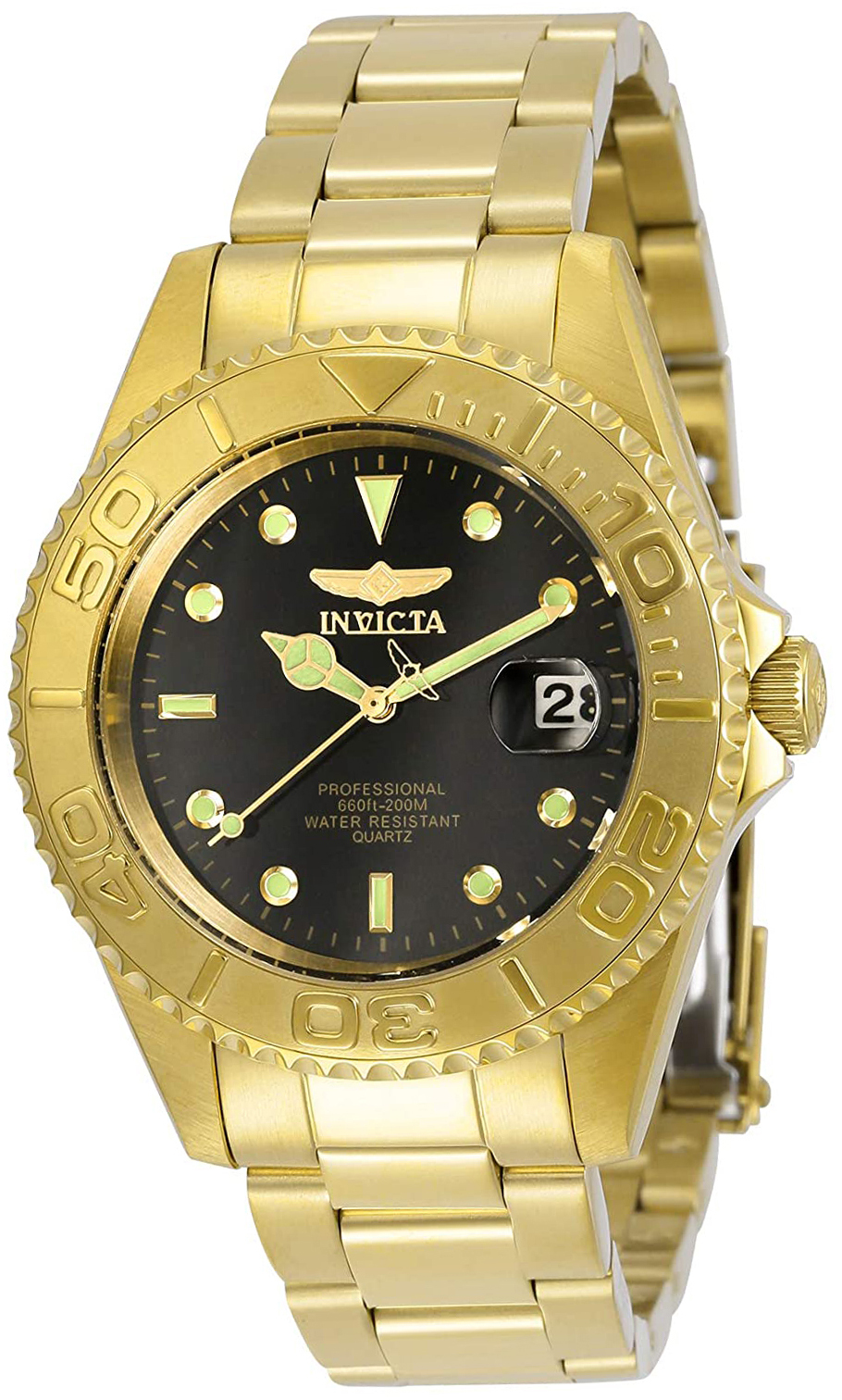 Invicta Herreklokke 29939 Sort/Gulltonet stål Ø37.5 mm