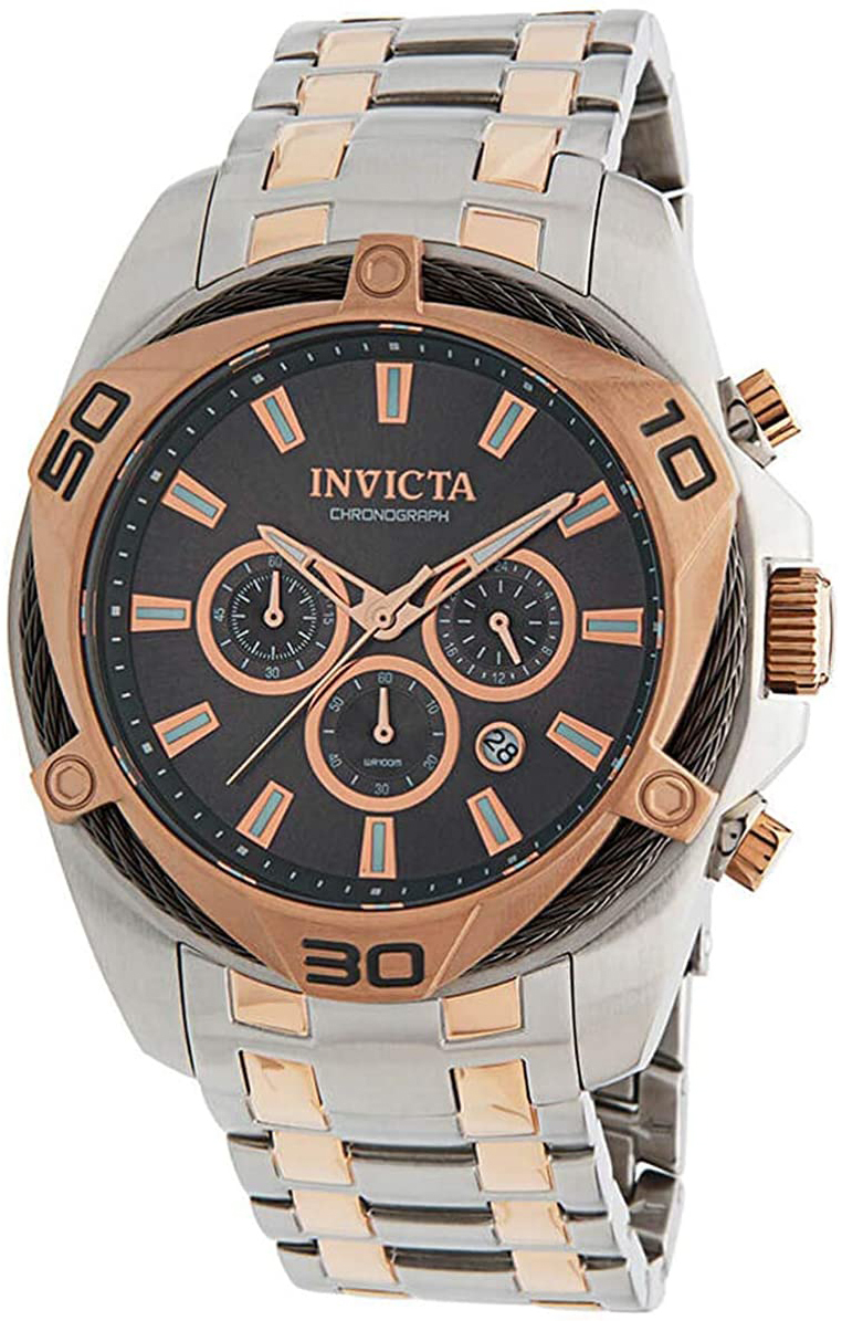 Invicta Herreklokke 34135 Bolt Sort/Rose-gulltonet stål Ø50 mm