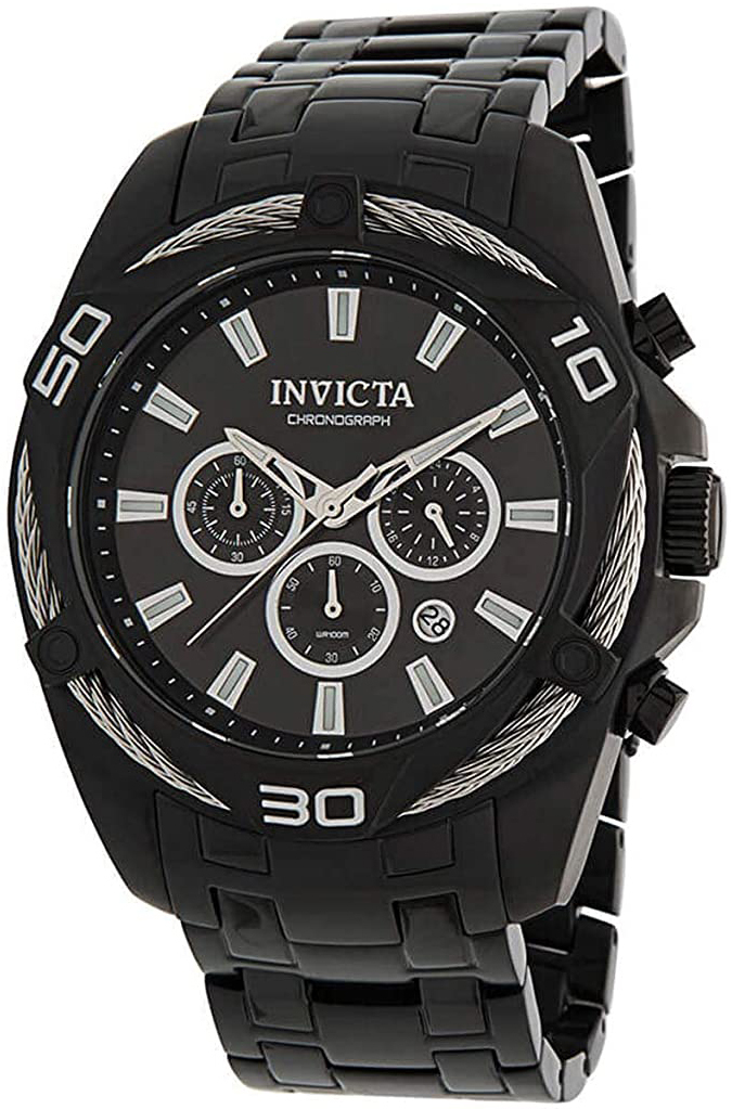 Invicta Herreklokke 34136 Bolt Sort/Stål Ø50 mm