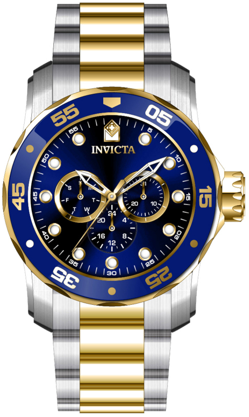 Invicta Herreklokke 45724 Pro Diver Blå/Gulltonet stål Ø48 mm