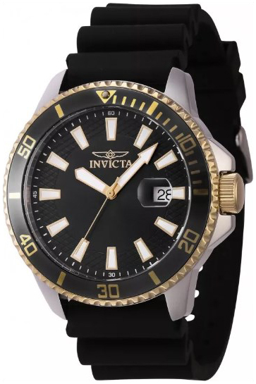 Invicta Herreklokke 46132 Pro Diver Sort/Gummi Ø45 mm