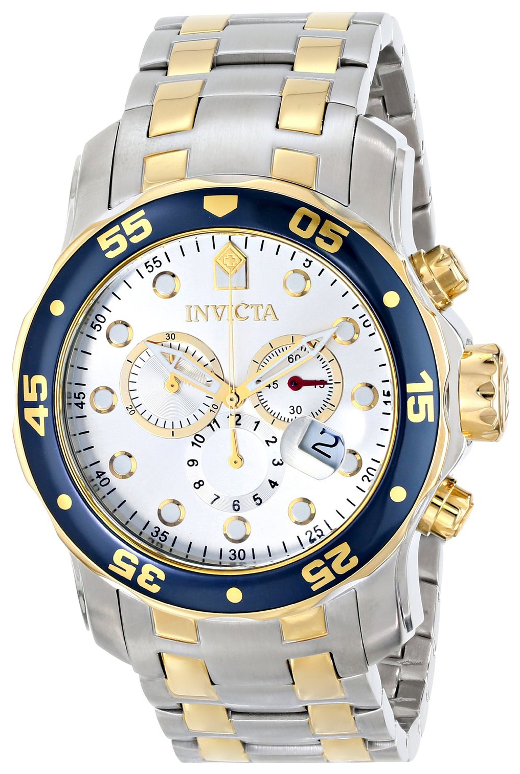 Invicta Pro Diver Herreklokke 80079 Sølvfarget/Gulltonet stål Ø48 - Invicta