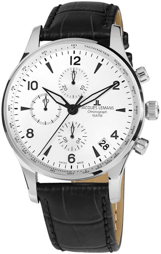 Jacques Lemans Herreklokke 1-1935B London Hvit/Lær Ø44 mm