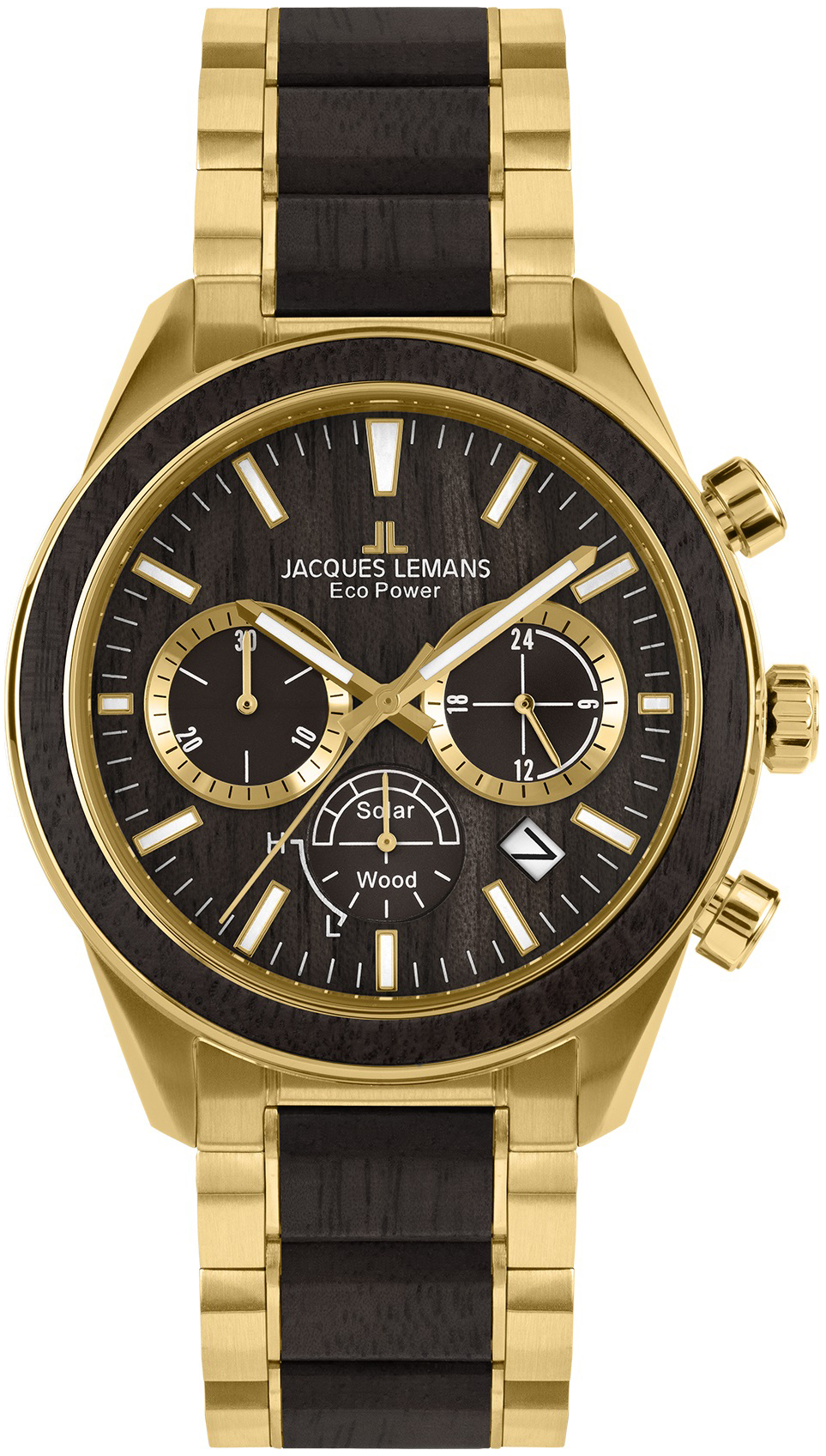 Jacques Lemans Herreklokke 1-2115L Eco Power Solar Brun/Gulltonet