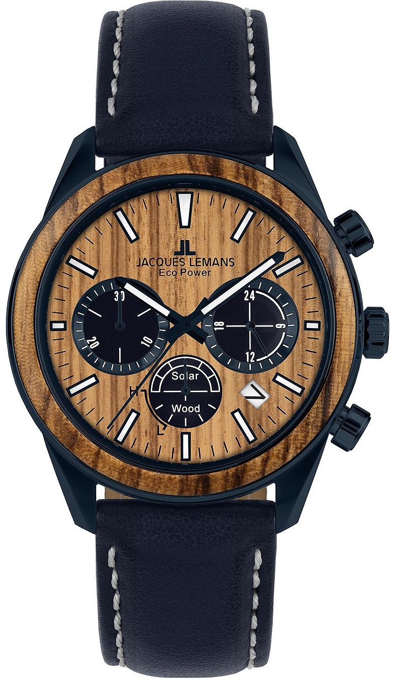 Jacques Lemans Herreklokke 1-2115N Eco Power Solar Brun/Tekstil Ø44